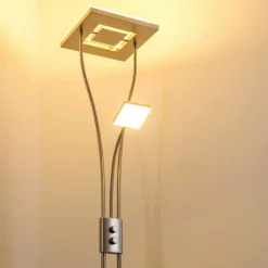 hofstein Lampadaire à vasque KIMBA LED Nickel mat, 3 lumières* Éclairage Led