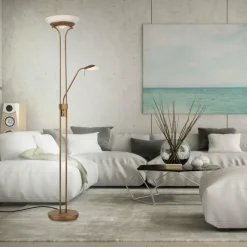 Luminaires Leuchten Direkt Lampadaire à vasque Leuchten-Direkt ZAHARA LED Vieux laiton, 2 lumières* Lampadaires Et Lampes Sur Pied