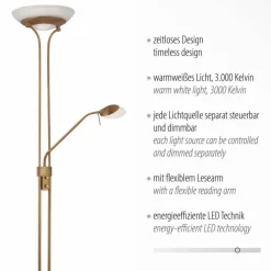 Luminaires Leuchten Direkt Lampadaire à vasque Leuchten-Direkt ZAHARA LED Vieux laiton, 2 lumières* Lampadaires Et Lampes Sur Pied