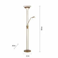 Luminaires Leuchten Direkt Lampadaire à vasque Leuchten-Direkt ZAHARA LED Vieux laiton, 2 lumières* Lampadaires Et Lampes Sur Pied
