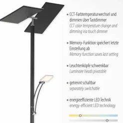 Luminaires Paul Neuhaus Lampadaire à vasque Paul Neuhaus ARTUR LED Anthracite, 1 lumière* Éclairage Led