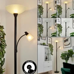 hofstein Lampadaire à vasque Phong LED Noir, 2 lumières