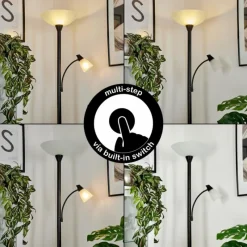 hofstein Lampadaire à vasque Phong LED Noir, 2 lumières