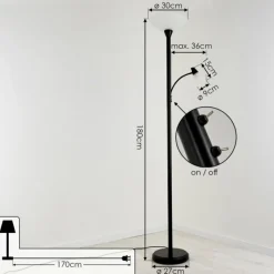 hofstein Lampadaire à vasque Phong LED Noir, 2 lumières