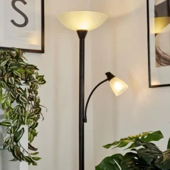 hofstein Lampadaire à vasque Phong LED Noir, 2 lumières