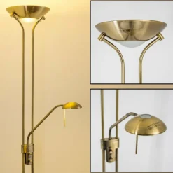 hofstein Lampadaire à vasque Rom LED Vieux laiton, 2 lumières