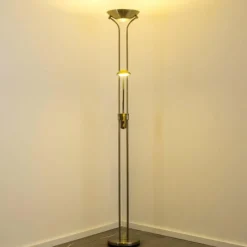 hofstein Lampadaire à vasque Rom LED Vieux laiton, 2 lumières