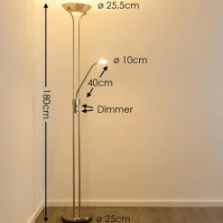 hofstein Lampadaire à vasque Rom LED Nickel mat, 2 lumières