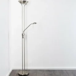 hofstein Lampadaire à vasque Rom LED Nickel mat, 2 lumières