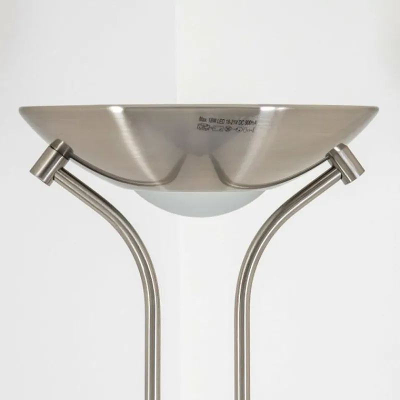 hofstein Lampadaire à vasque Rom LED Nickel mat, 2 lumières