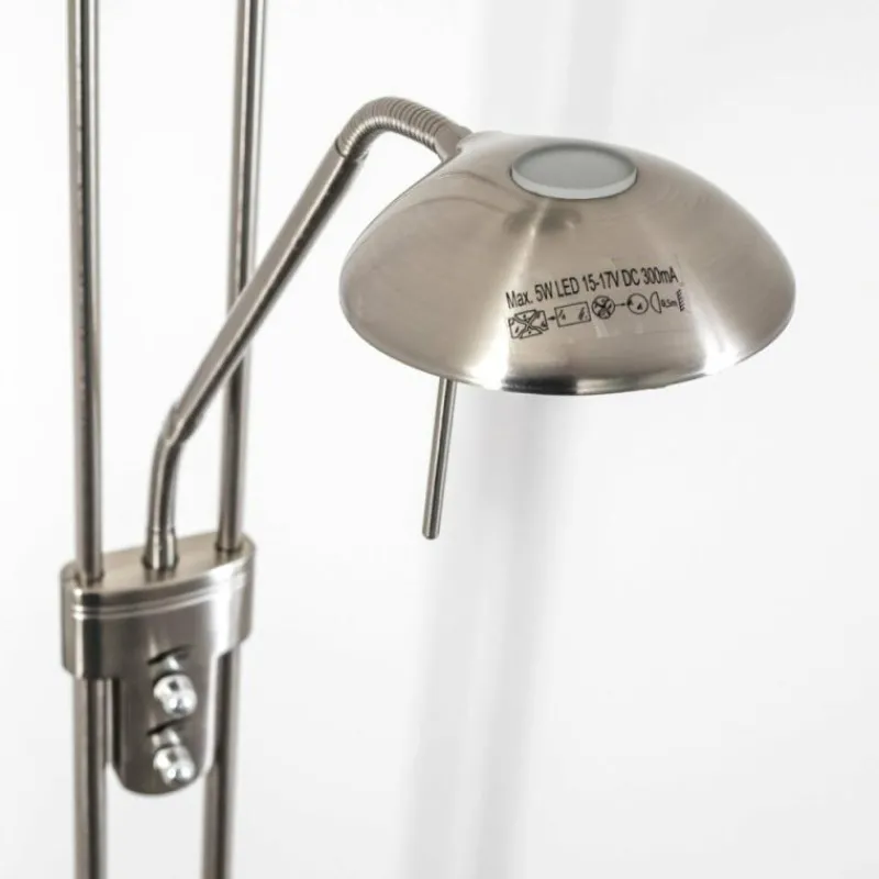 hofstein Lampadaire à vasque Rom LED Nickel mat, 2 lumières