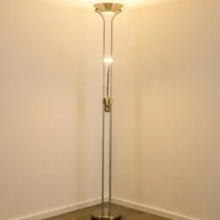 hofstein Lampadaire à vasque Rom LED Nickel mat, 2 lumières