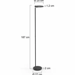 Suspension Verre Fumé-Luminaires Steinhauer Lampadaire à vasque Steinhauer Turound LED Noir, 1 lumière