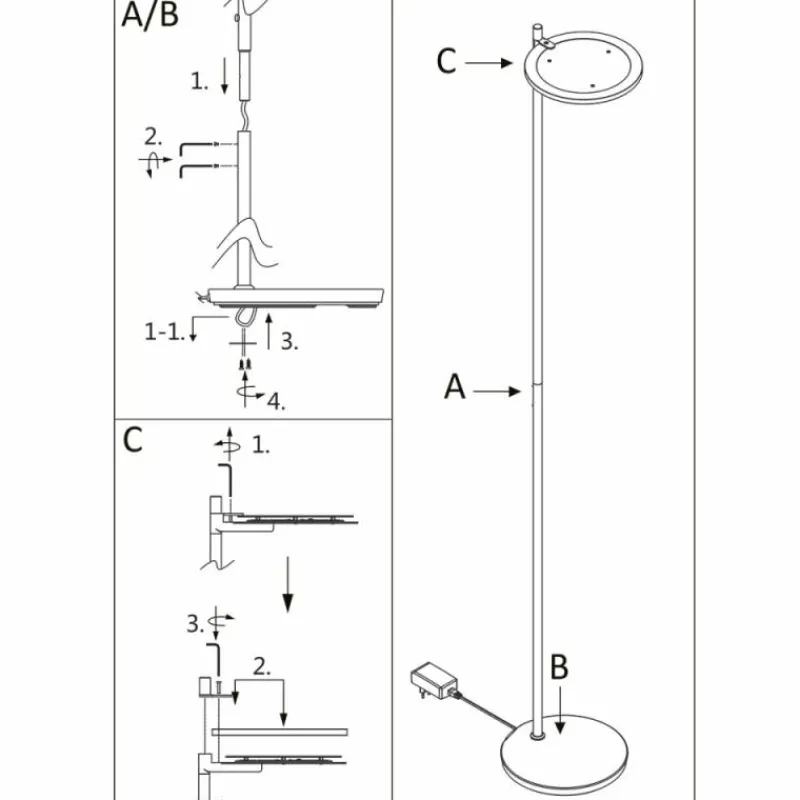 Suspension Verre Fumé-Luminaires Steinhauer Lampadaire à vasque Steinhauer Turound LED Noir, 1 lumière