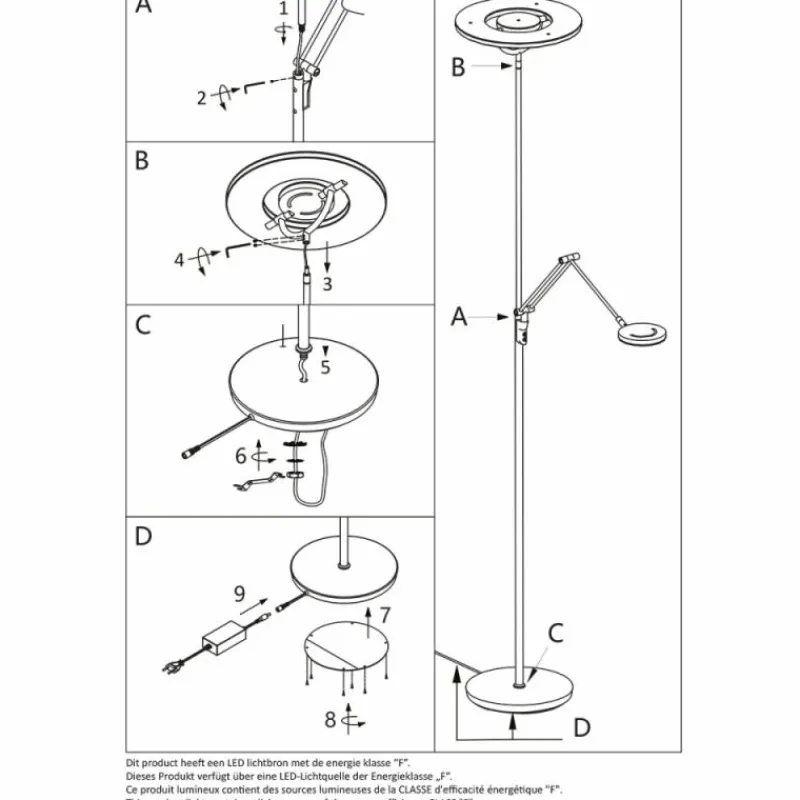 Luminaires Steinhauer Lampadaire à vasque Steinhauer Soleil LED Noir, 2 lumières* Éclairage Led