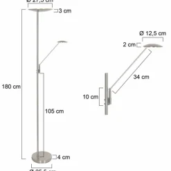 Luminaires Steinhauer Lampadaire à vasque Steinhauer Daphne LED Acier brossé, 2 lumières* Éclairage Led