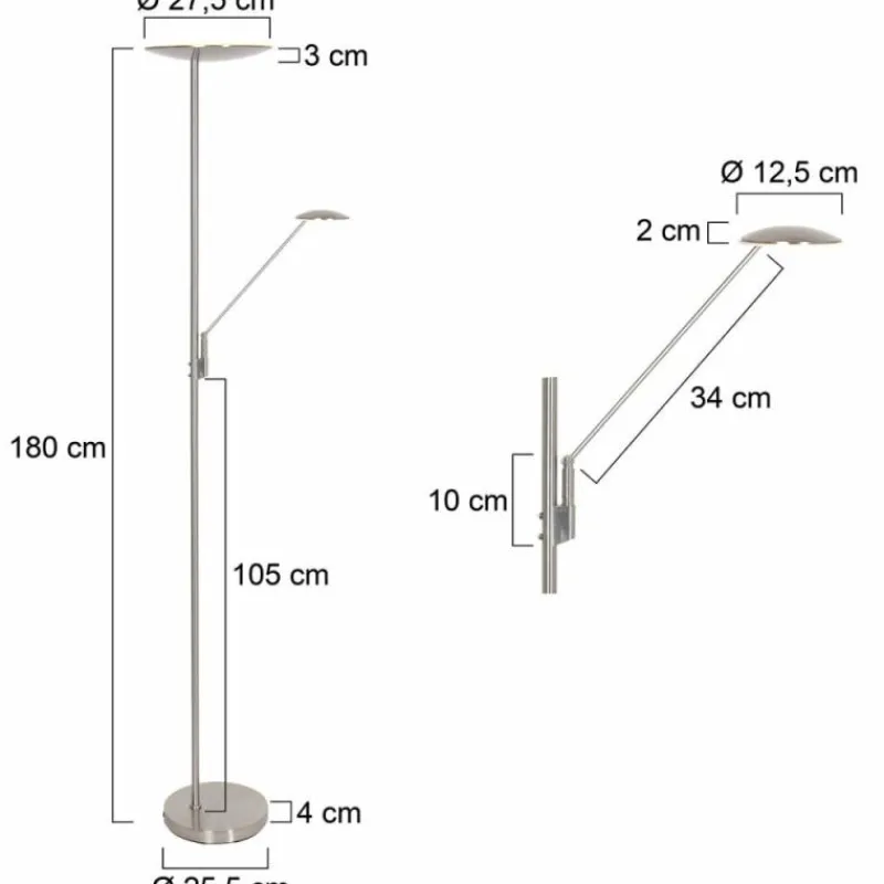 Luminaires Steinhauer Lampadaire à vasque Steinhauer Daphne LED Acier brossé, 2 lumières* Éclairage Led