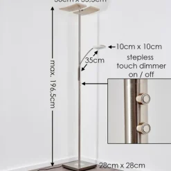 hofstein Lampadaire à vasque Thyolo LED Acier brossé, 2 lumières