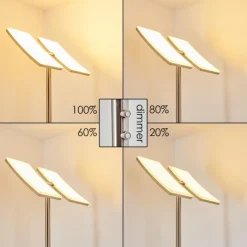 hofstein Lampadaire à vasque Thyolo LED Acier brossé, 2 lumières