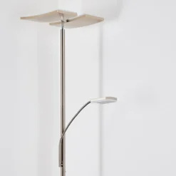 hofstein Lampadaire à vasque Thyolo LED Acier brossé, 2 lumières