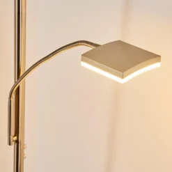 hofstein Lampadaire à vasque Thyolo LED Acier brossé, 2 lumières