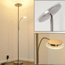 hofstein Lampadaire à vasque Veteli LED Chrome, Nickel mat, 2 lumières