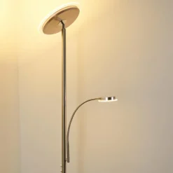 hofstein Lampadaire à vasque Veteli LED Chrome, Nickel mat, 2 lumières