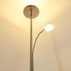 hofstein Lampadaire à vasque Veteli LED Chrome, Nickel mat, 2 lumières