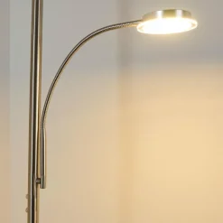 hofstein Lampadaire à vasque Veteli LED Chrome, Nickel mat, 2 lumières