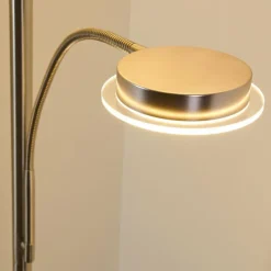 hofstein Lampadaire à vasque Veteli LED Chrome, Nickel mat, 2 lumières
