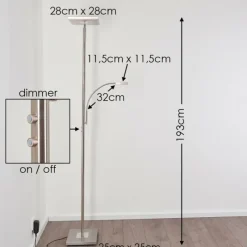 hofstein Lampadaire à vasque Veteli LED Chrome, Nickel mat, 2 lumières