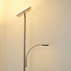 hofstein Lampadaire à vasque Veteli LED Chrome, Nickel mat, 2 lumières