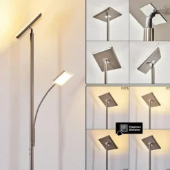 hofstein Lampadaire à vasque Veteli LED Acier inoxydable, 2 lumières