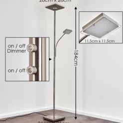 hofstein Lampadaire à vasque Veteli LED Acier inoxydable, 2 lumières