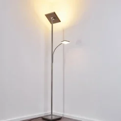 hofstein Lampadaire à vasque Veteli LED Acier inoxydable, 2 lumières