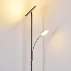 hofstein Lampadaire à vasque Veteli LED Acier inoxydable, 2 lumières