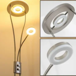 hofstein Lampadaire à vasque Watino LED Nickel mat, 3 lumières* Éclairage Led