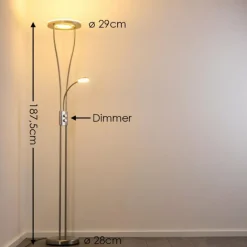 hofstein Lampadaire à vasque Watino LED Nickel mat, 3 lumières* Éclairage Led