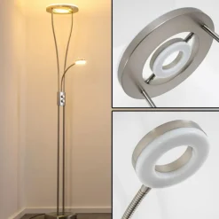 hofstein Lampadaire à vasque Watino LED Nickel mat, 3 lumières* Éclairage Led