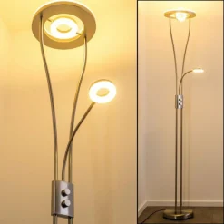 hofstein Lampadaire à vasque Watino LED Nickel mat, 3 lumières* Éclairage Led