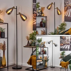 Suspension Verre Fumé-hofstein Lampadaire Vaurois Laiton, Noir, 2 lumières