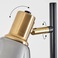 Suspension Verre Fumé-hofstein Lampadaire Vaurois Laiton, Noir, 2 lumières