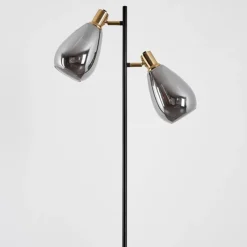 Suspension Verre Fumé-hofstein Lampadaire Vaurois Laiton, Noir, 2 lumières