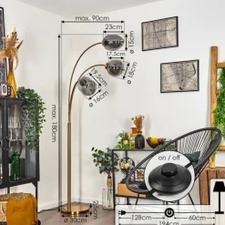 Suspension Verre Fumé-hofstein Lampadaire Verbania Laiton, 3 lumières