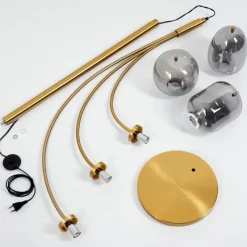 Suspension Verre Fumé-hofstein Lampadaire Verbania Laiton, 3 lumières