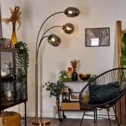 Suspension Verre Fumé-hofstein Lampadaire Verbania Laiton, 3 lumières