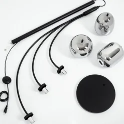 Suspension Verre Fumé-hofstein Lampadaire Verbania Noir, 3 lumières