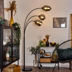 Suspension Verre Fumé-hofstein Lampadaire Verbania Noir, 3 lumières