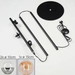 hofstein Lampadaire - Verre 10 cm, 15 cm Remaisnil Ambre, Fumé, 3 lumières