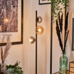 hofstein Lampadaire - Verre 10 cm, 12 cm Remaisnil Ambre, Fumé, 3 lumières